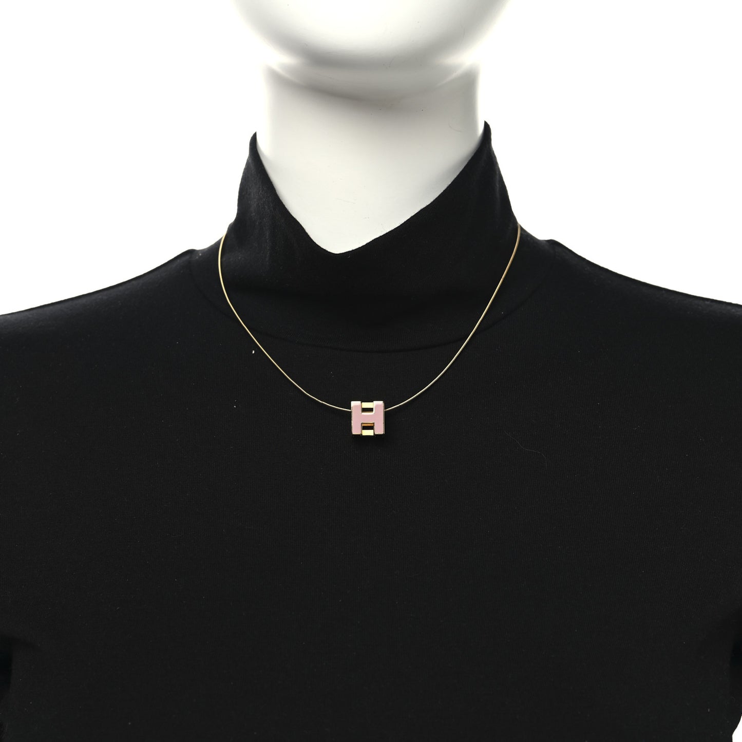 Gold Lacquered Cage d'H Pendant Necklace Rose Dragee