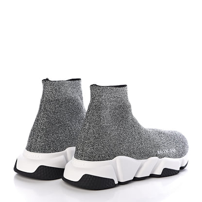 Balenciaga Laminated Knit Bi-Color Sole Womens Speed Sneakers 39 Silver White Black 4 of 7