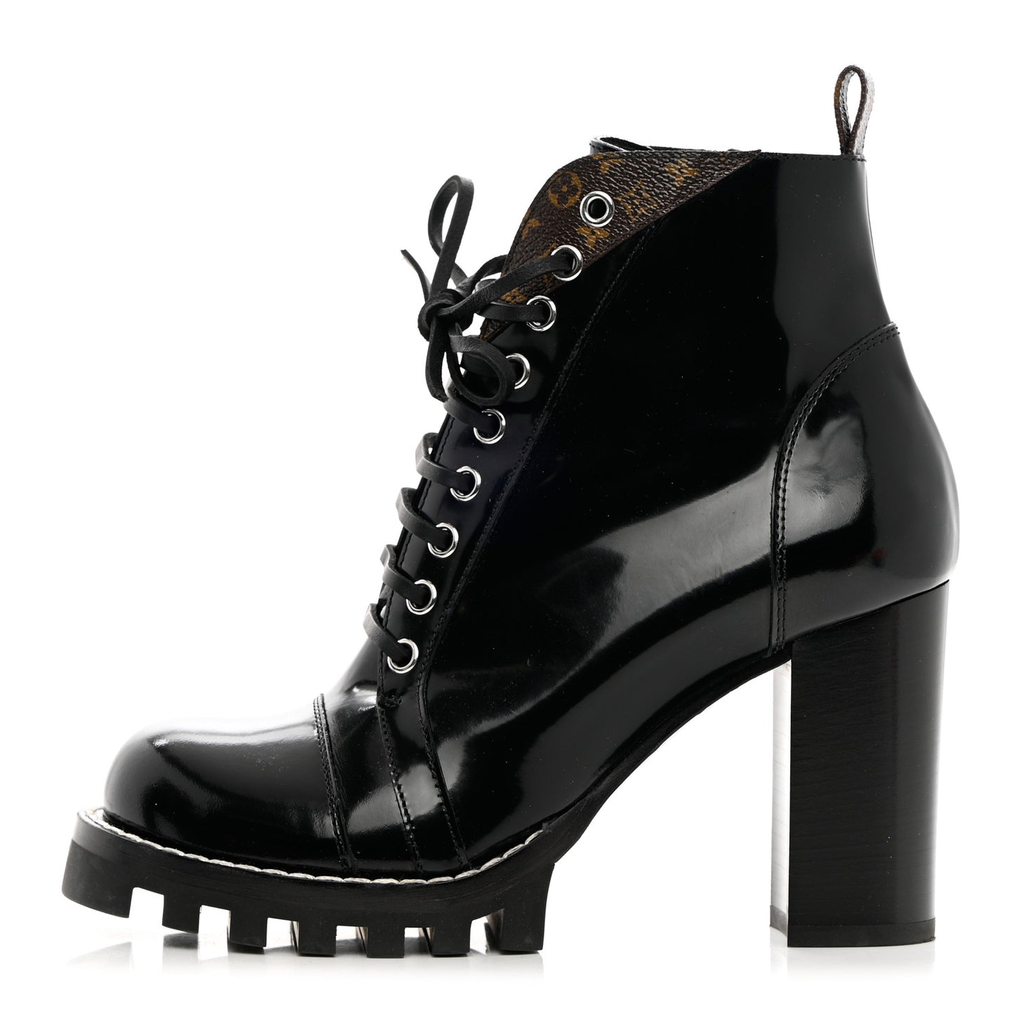 Patent Calfskin Monogram Star Trail Ankle Boots 39 Black