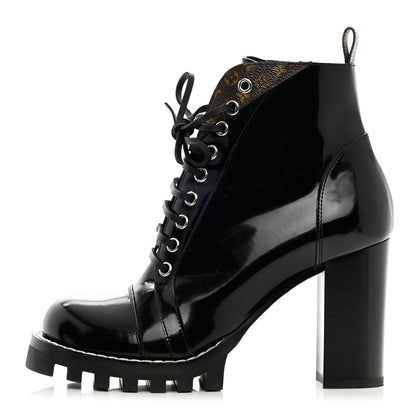 Louis Vuitton Patent Calfskin Monogram Star Trail Ankle Boots 39 Black 1 of 9