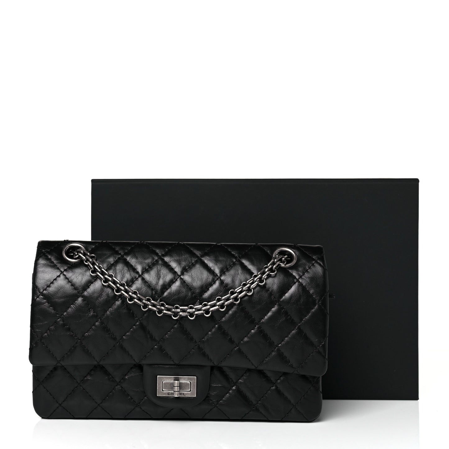 Aged Calfskin Quilted 2.55 Reissue 225 Flap Black