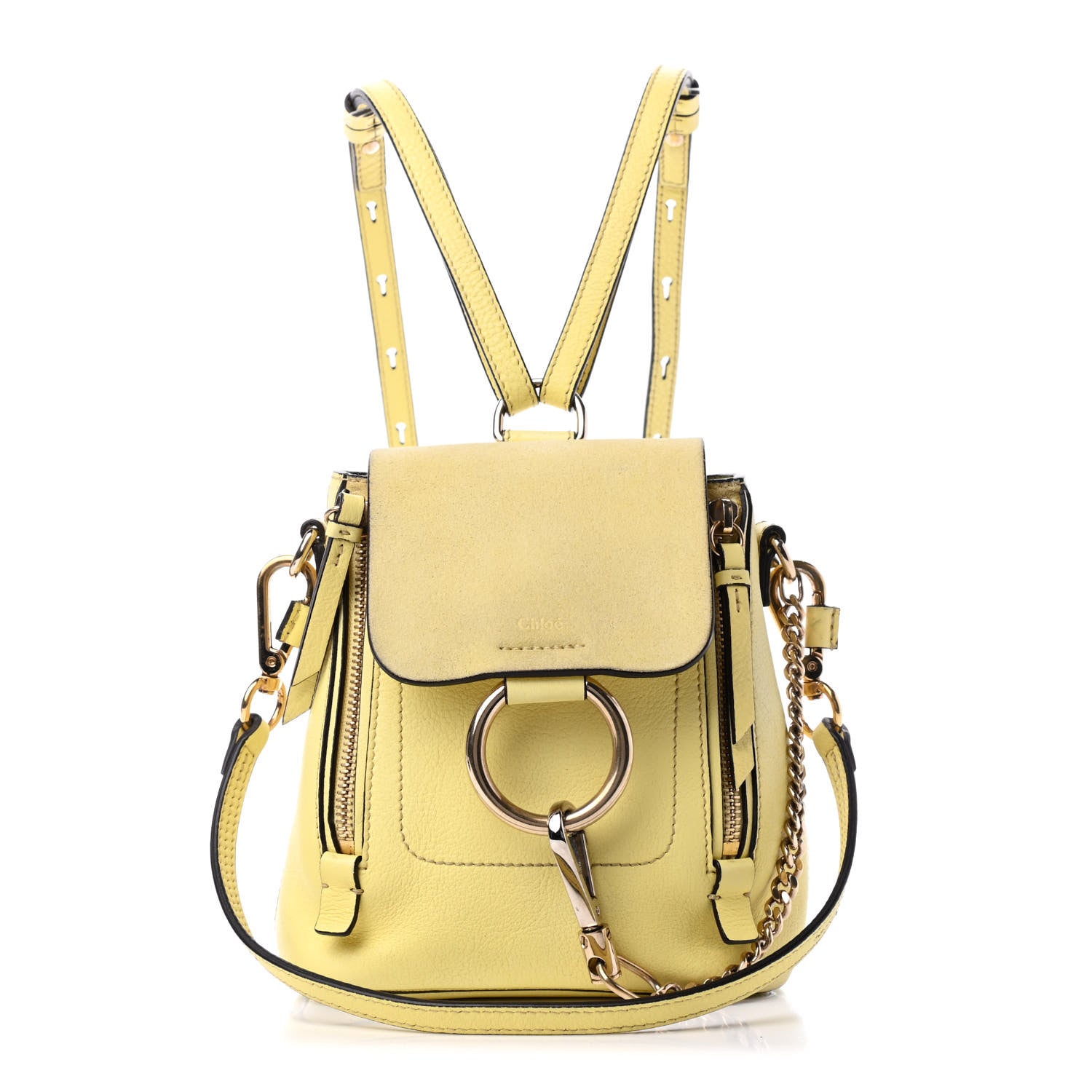 Chloe Suede Calfskin Mini Faye Backpack Lemonade 1 of 7
