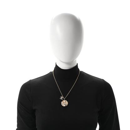 Chanel Metal Pearl Crystal CC Shell Necklace Gold 2 of 5