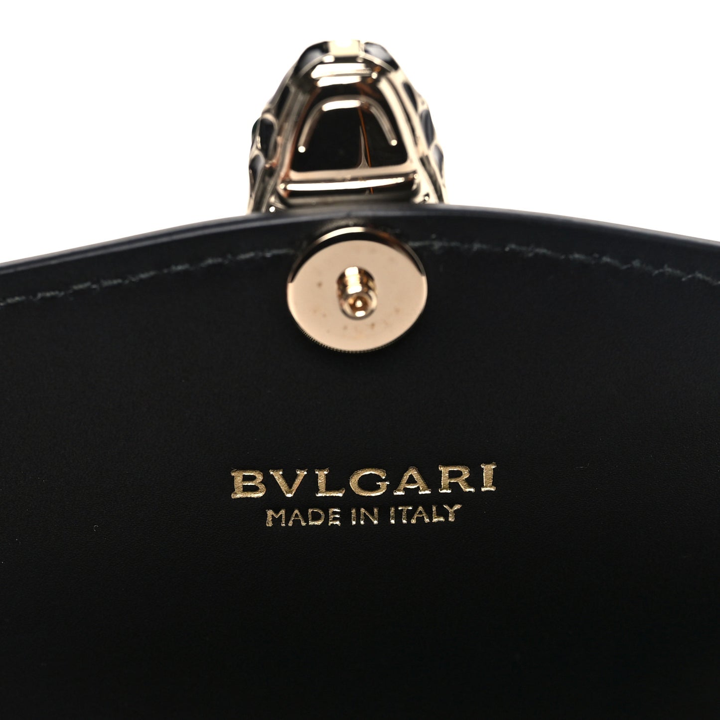 Calfskin Serpenti Forever Chain Wallet Black