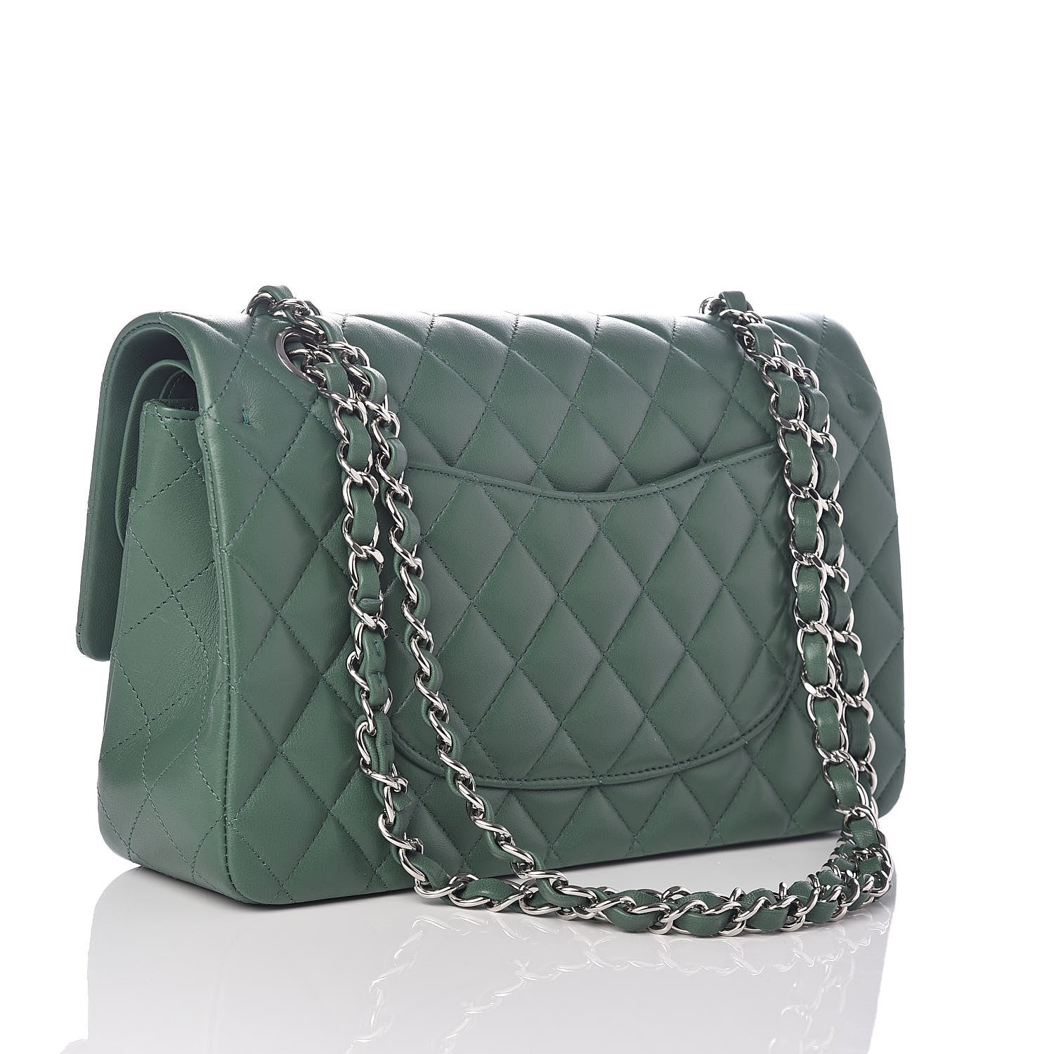 Chanel Lambskin Quilted Medium Double Flap Green 3 of 11