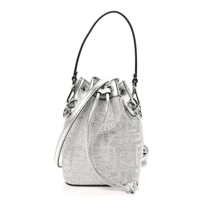 Fendi Crystal Vitello Laminato FF Mini Mon Tresor Bucket Bag Crystal Argento 1 of 11