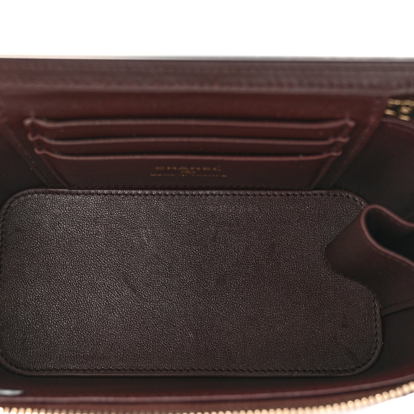 Lambskin Quilted Small Top Handle Vanity Case With Chain Dark Brown
