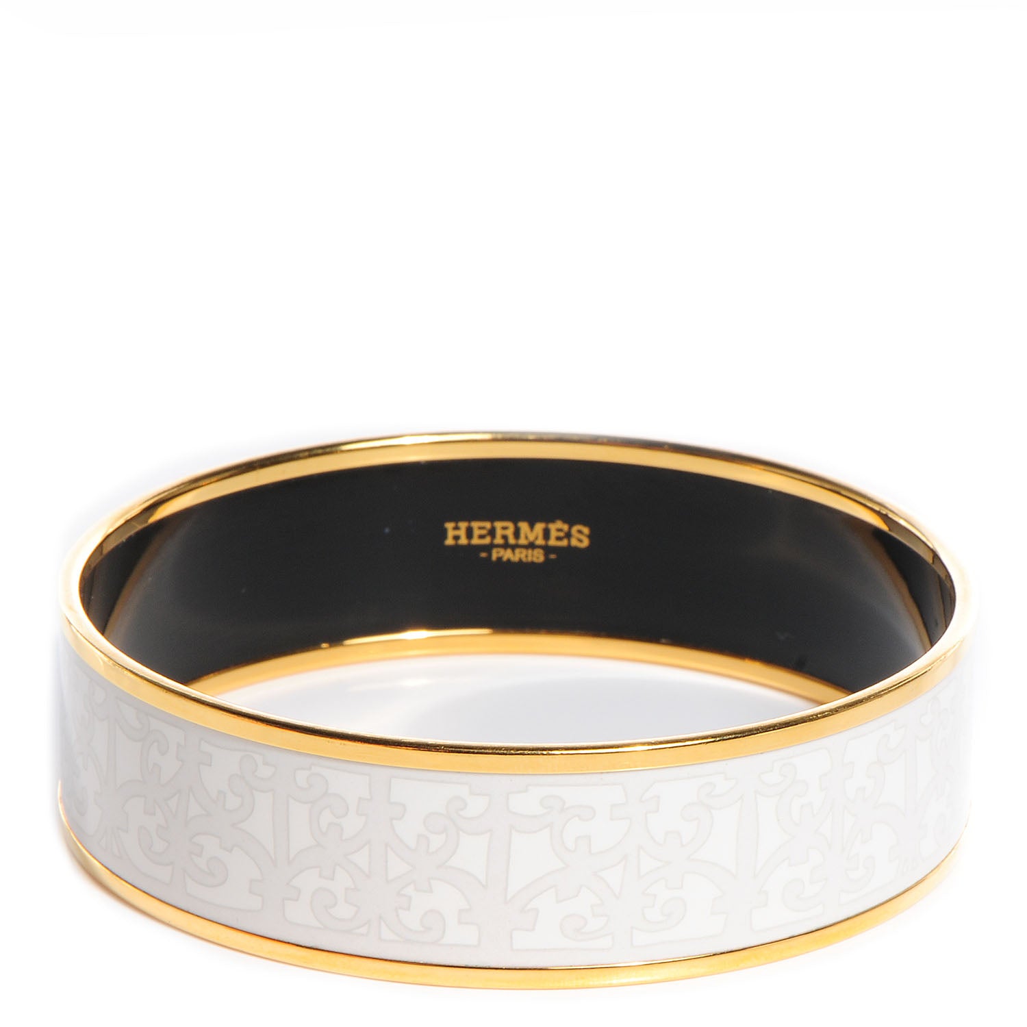 Hermes Enamel Printed Wide Balcons du Guadalquivir Bracelet 70 White 1 of 5