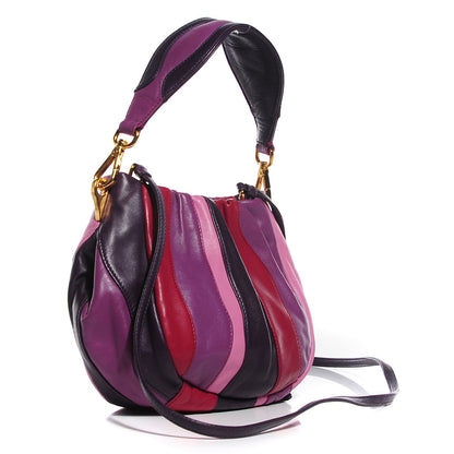 Prada Nappa Trembled Blossoms Stripes Crossbody Ibisco Viola 3 of 8