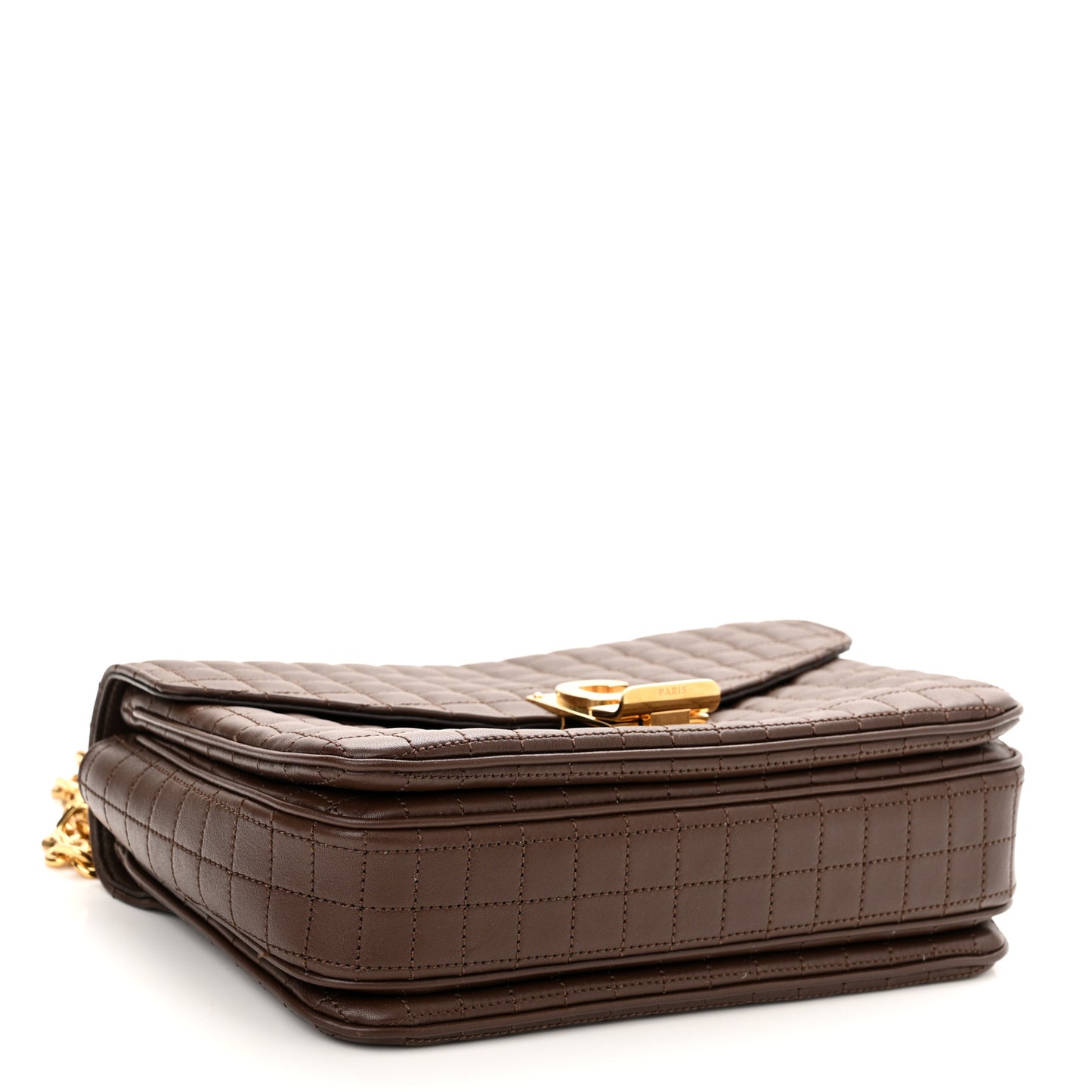 Calfskin Quilted Medium C Bag Dark Brown
