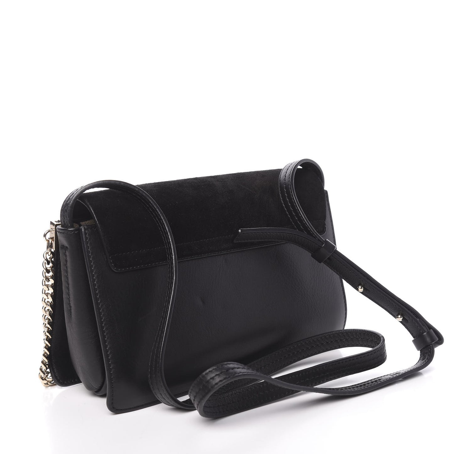 Suede Calfskin Small Faye Shoulder Bag Black