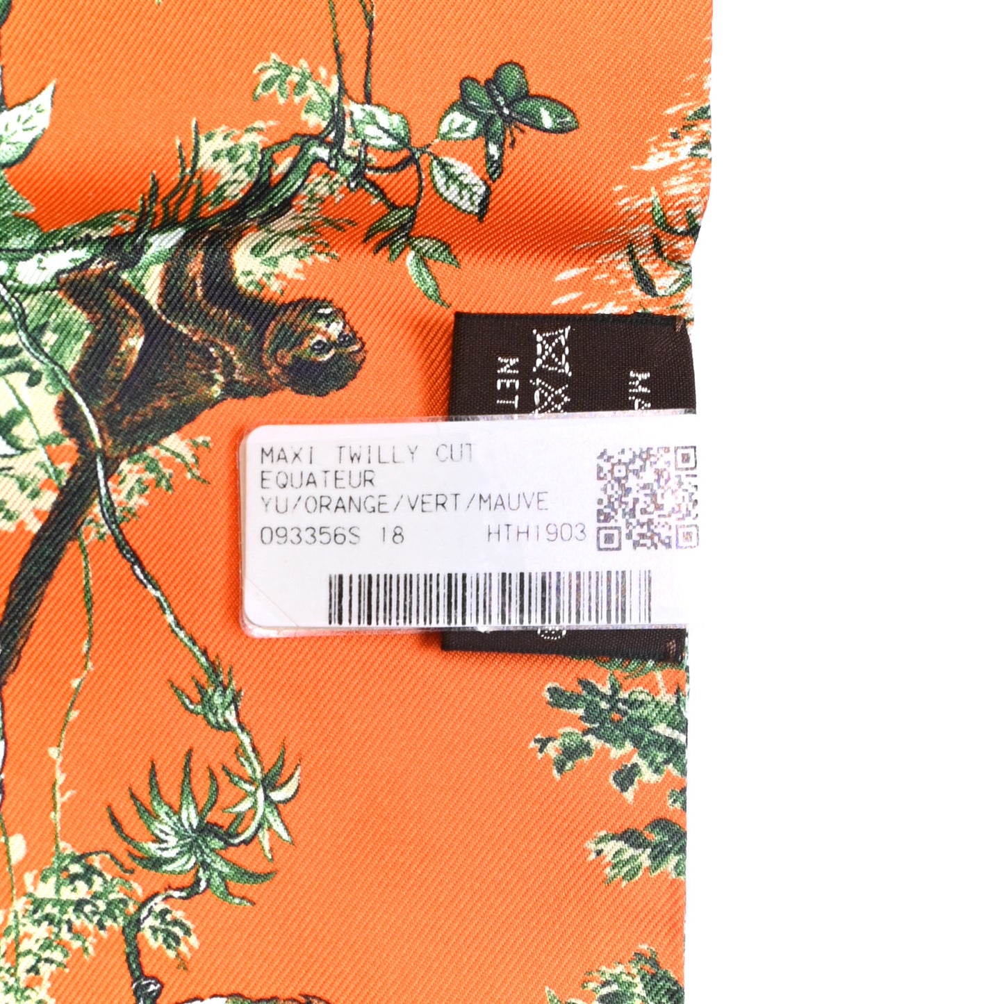 Silk Equateur Maxi Twilly Cut Orange Vert Mauve