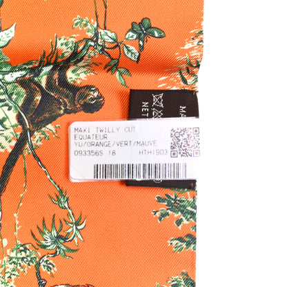 Hermes Silk Equateur Maxi Twilly Cut Orange Vert Mauve 2 of 4
