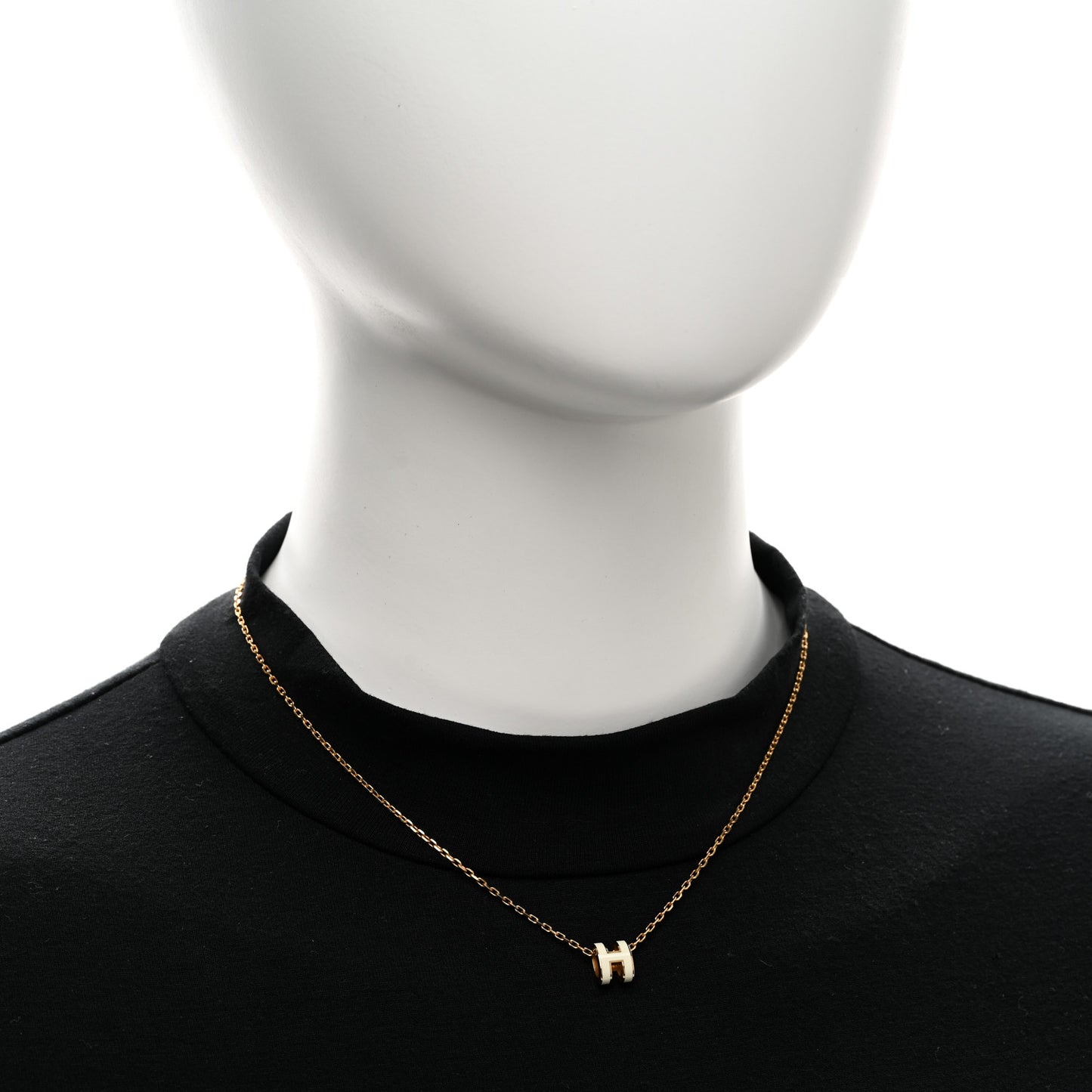 Lacquered Gold Mini Pop H Pendant Necklace White