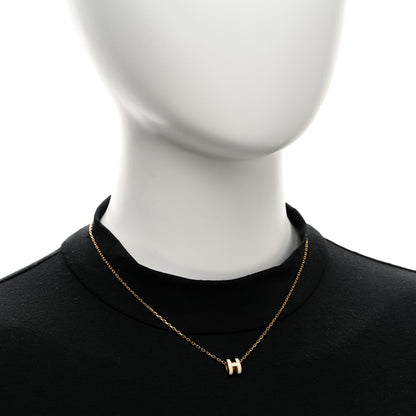 Hermes Lacquered Gold Mini Pop H Pendant Necklace White 2 of 7