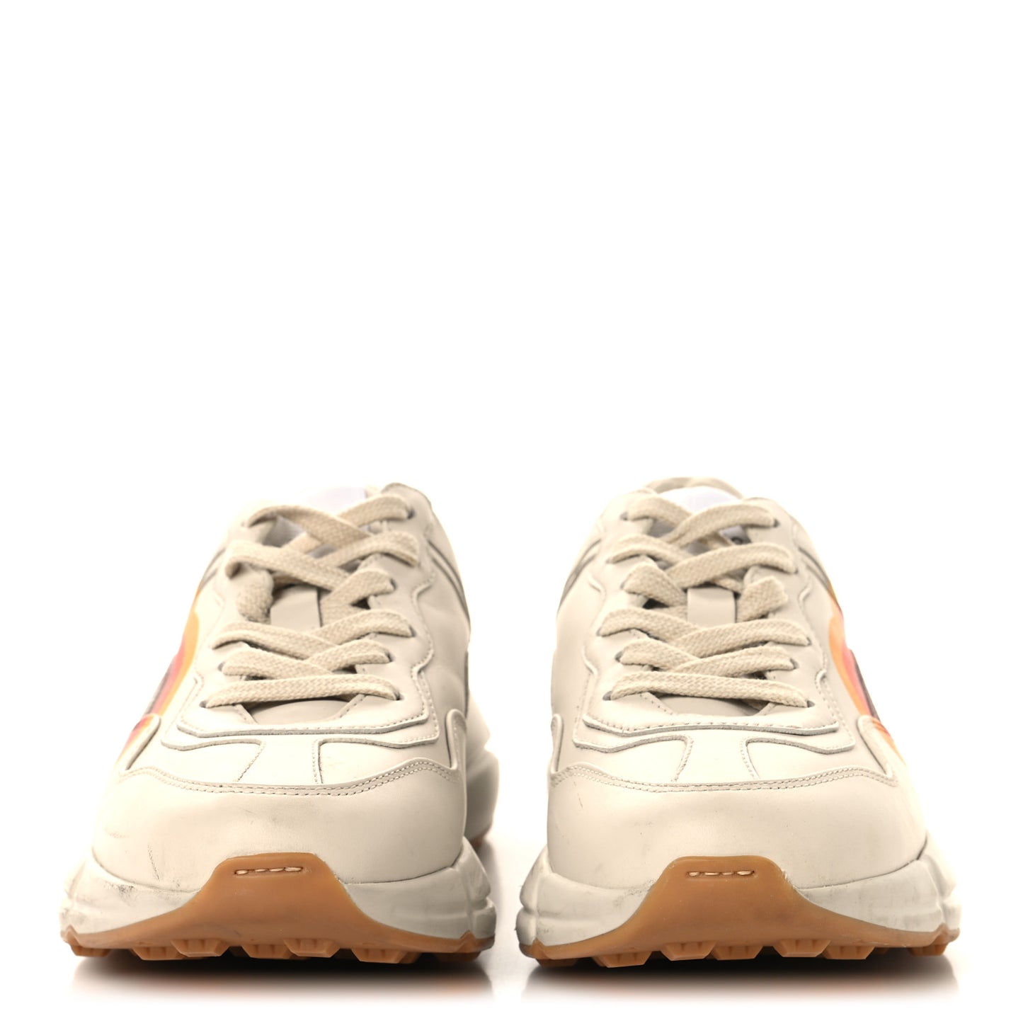 Calfskin Interlocking G Heart Rhyton Sneakers 36.5 Mystic White