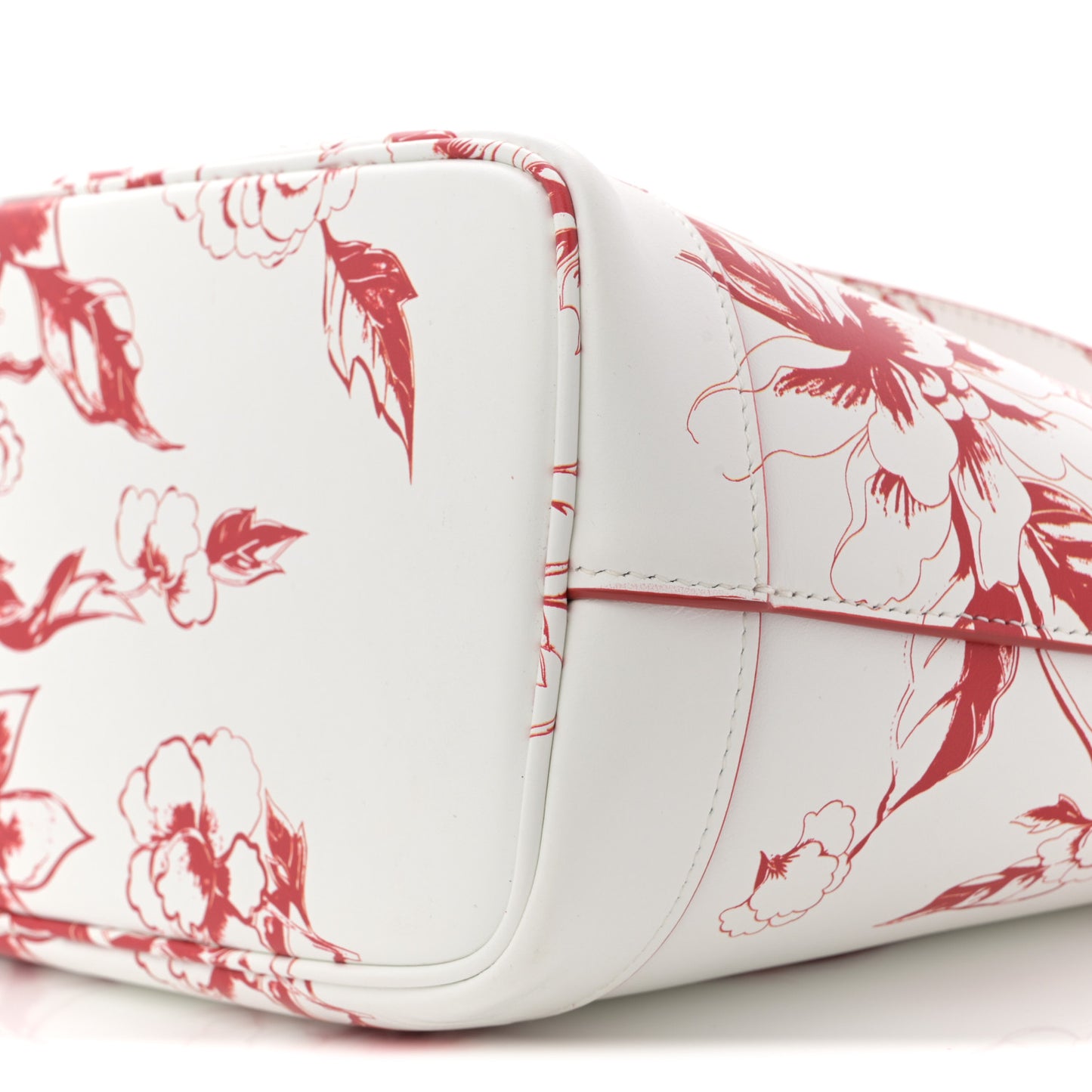 Calfskin Floral Dragon Print Tote White Red