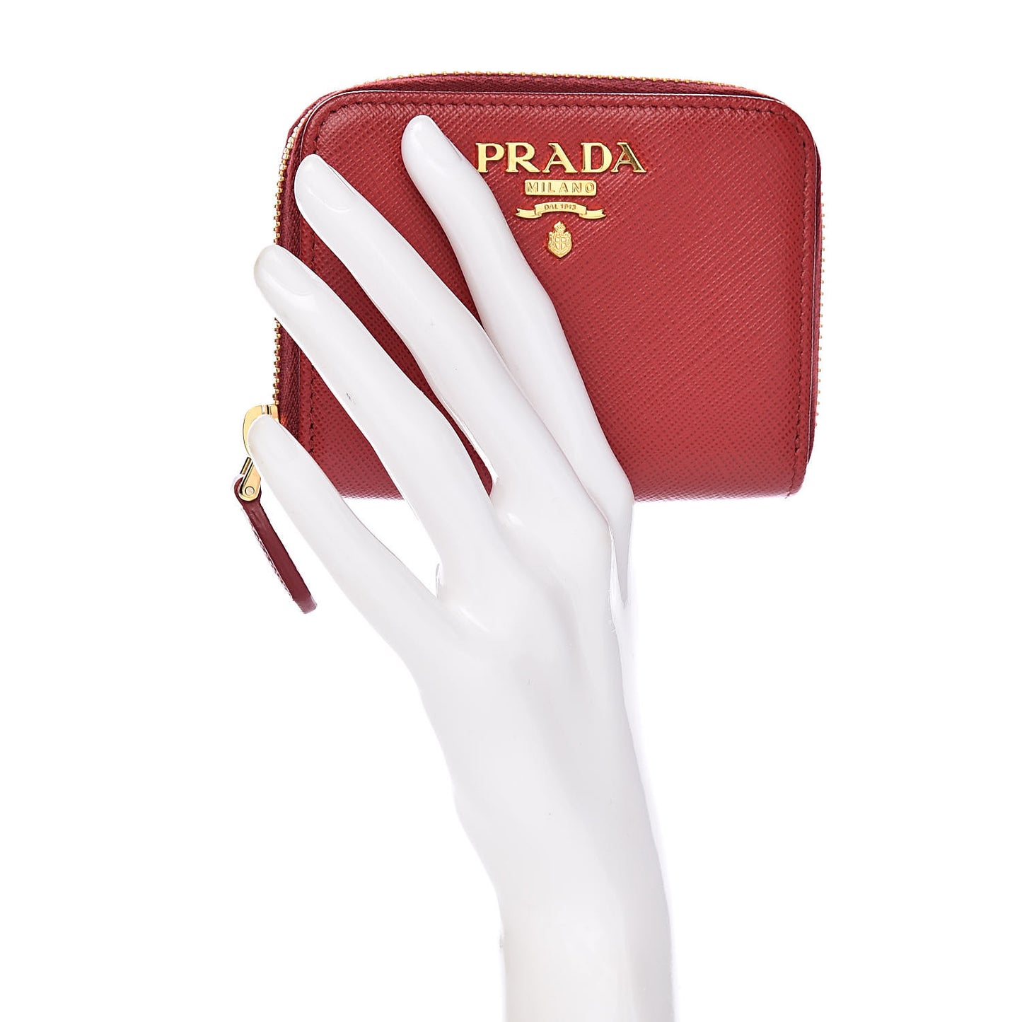 Saffiano Metal Zip Coin Purse Fuoco
