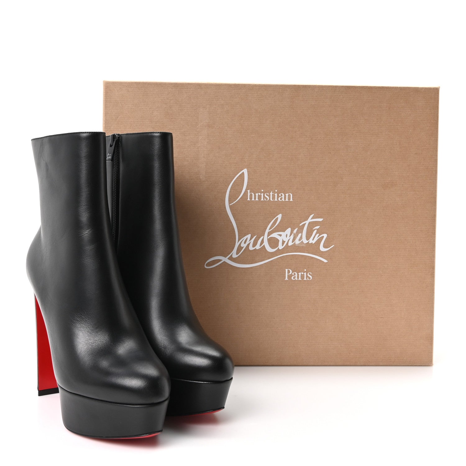 Christian Louboutin Calfskin Loo Booty 130 Ankle Boots 38 Black 9 of 9