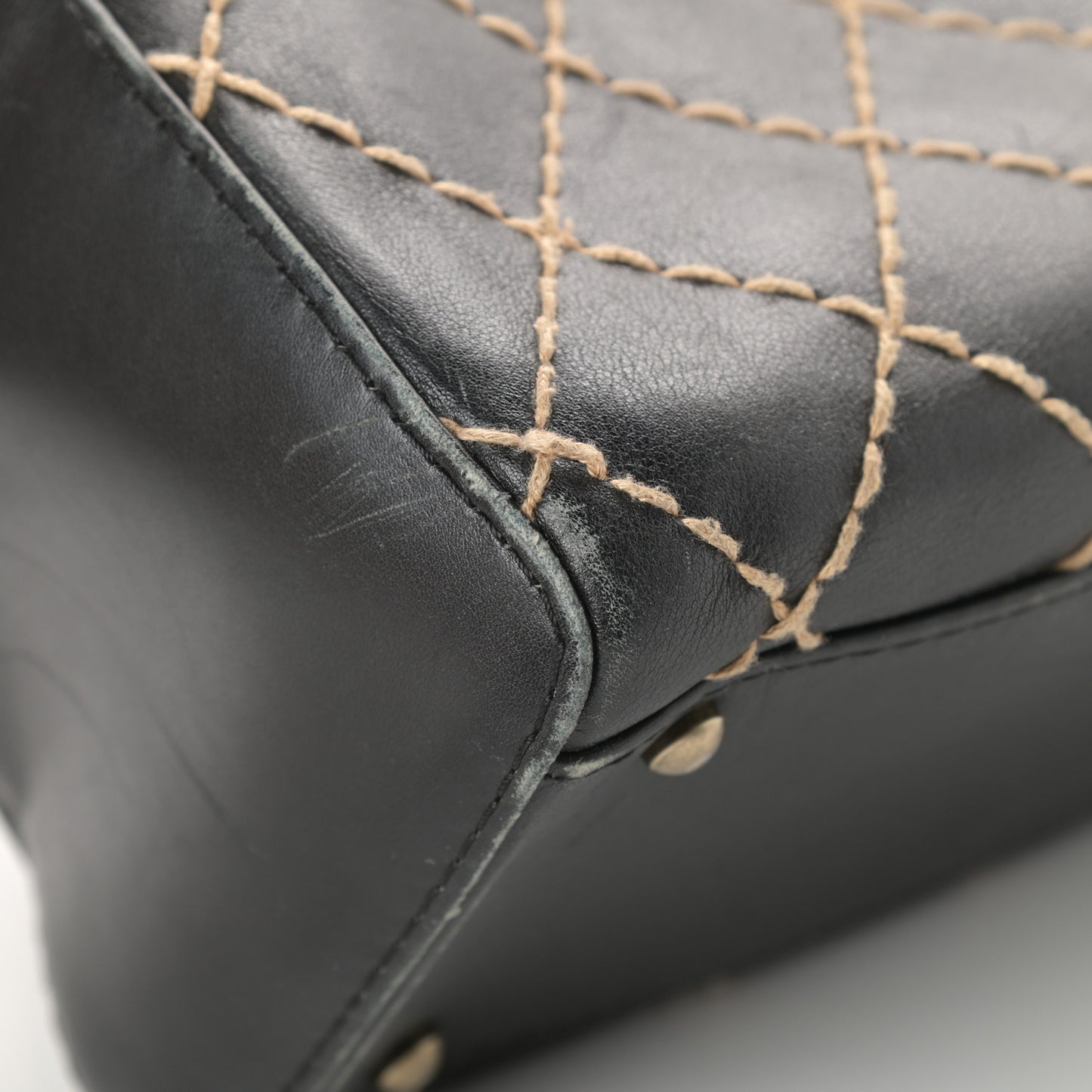 Calfskin Contrast Stitch Surpique Bowler Black