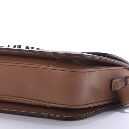 Celine Natural Calfskin Chaine Triomphe Jacquard Canvas Medium Triomphe Bag Navy Tan 7 of 9