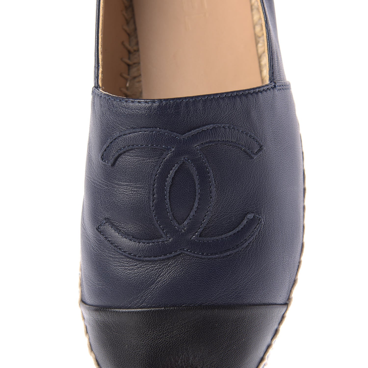 Chanel Lambskin CC Espadrilles 37 Navy Black 9 of 12