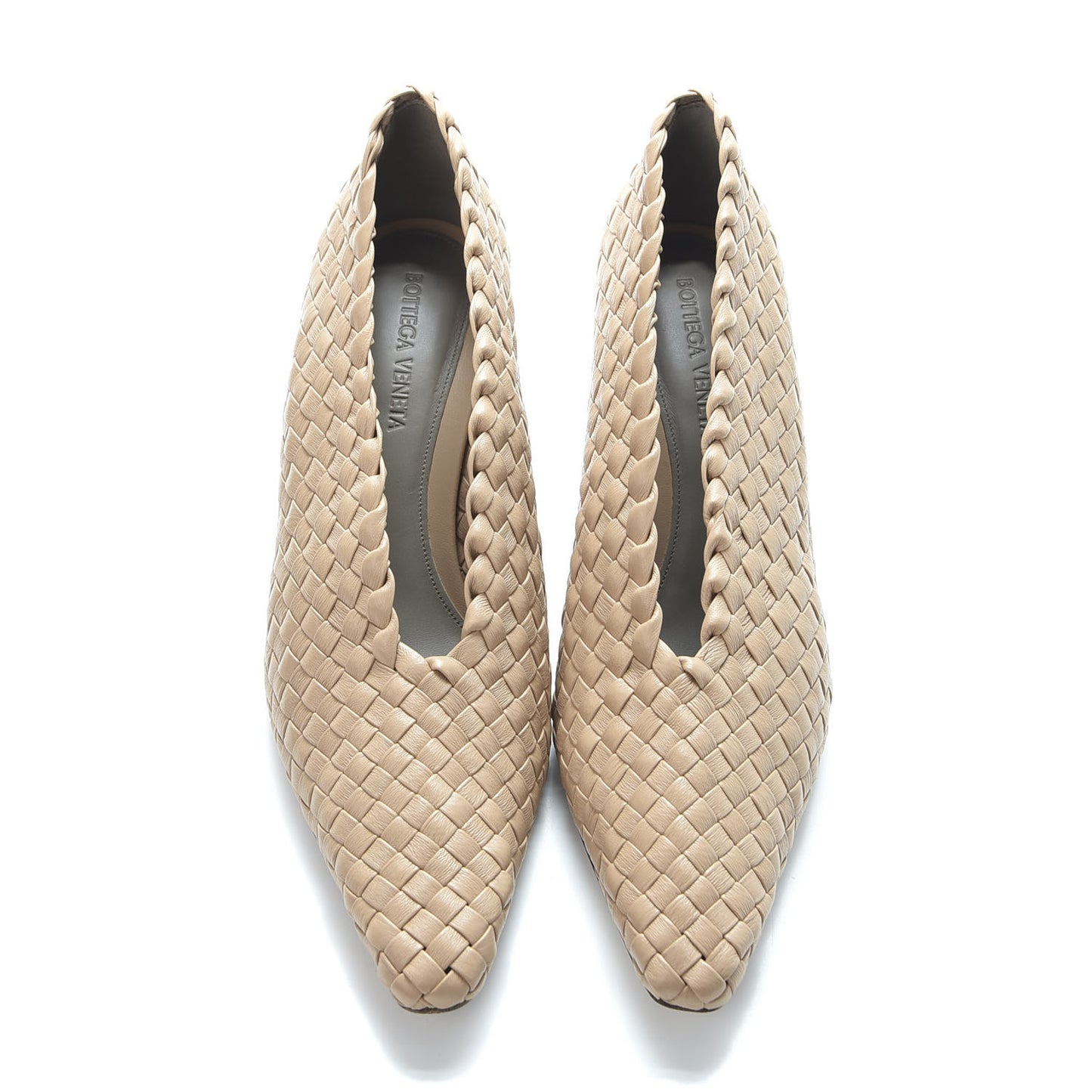 Nappa Intrecciato Almond Pumps 38 Cipria