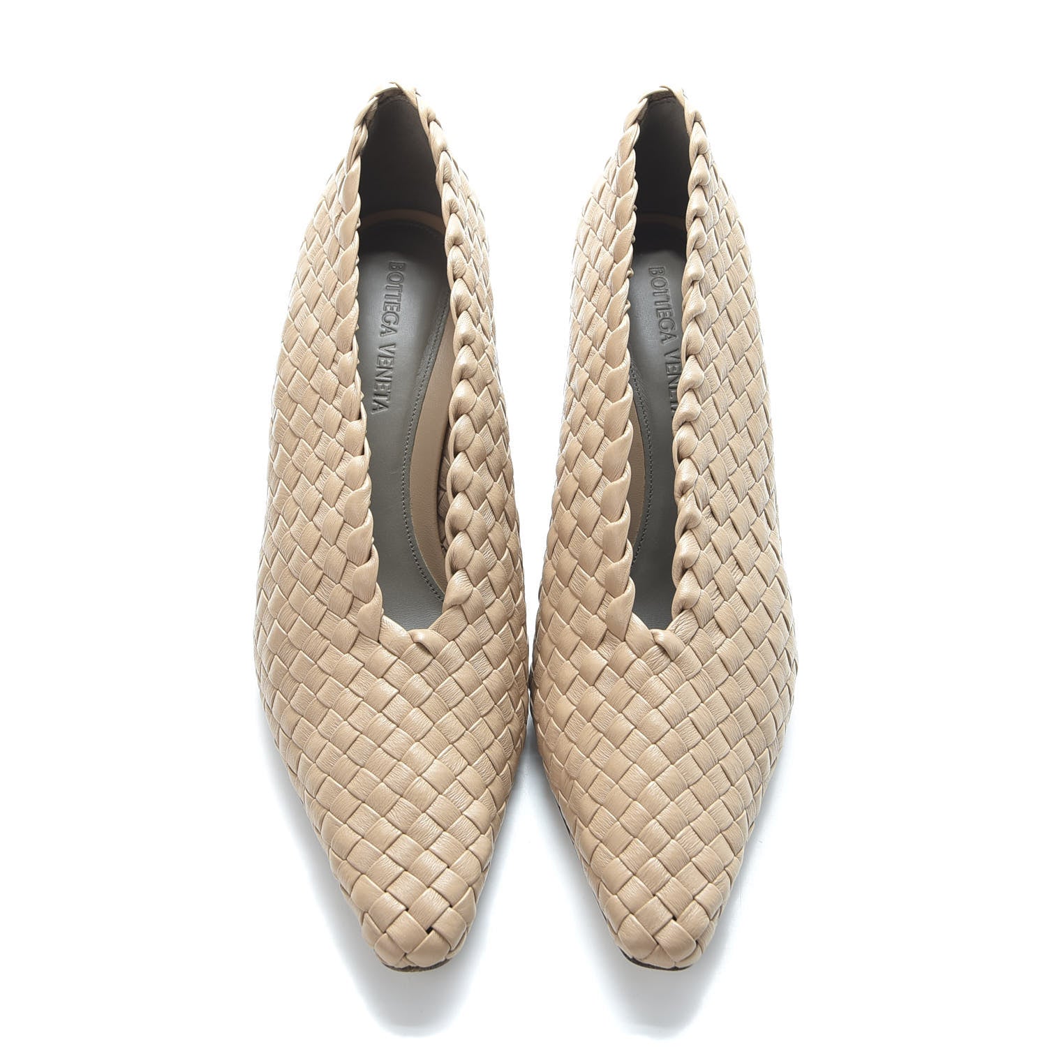 Bottega Veneta Nappa Intrecciato Almond Pumps 38 Cipria 5 of 10