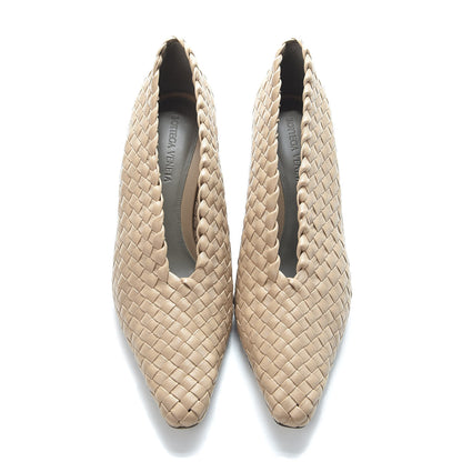 Bottega Veneta Nappa Intrecciato Almond Pumps 38 Cipria 5 of 10