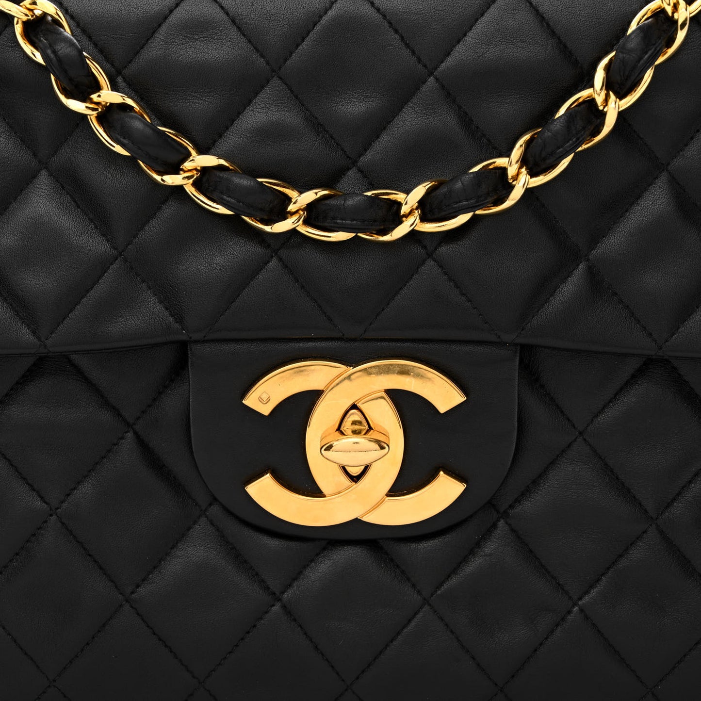 Lambskin Quilted XL Jumbo Single Flap Black