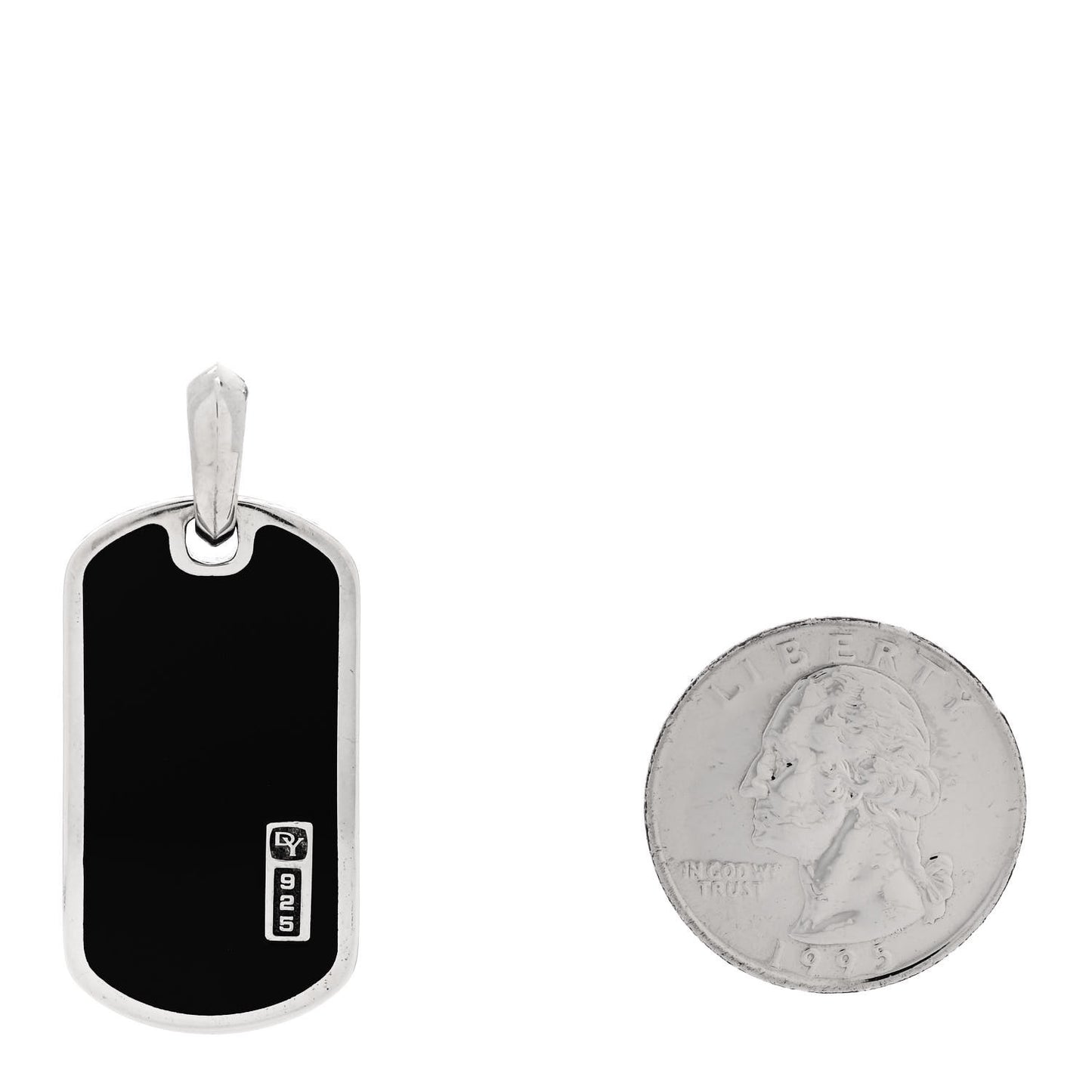 Sterling Silver Black Onyx Dog Tag Pendant