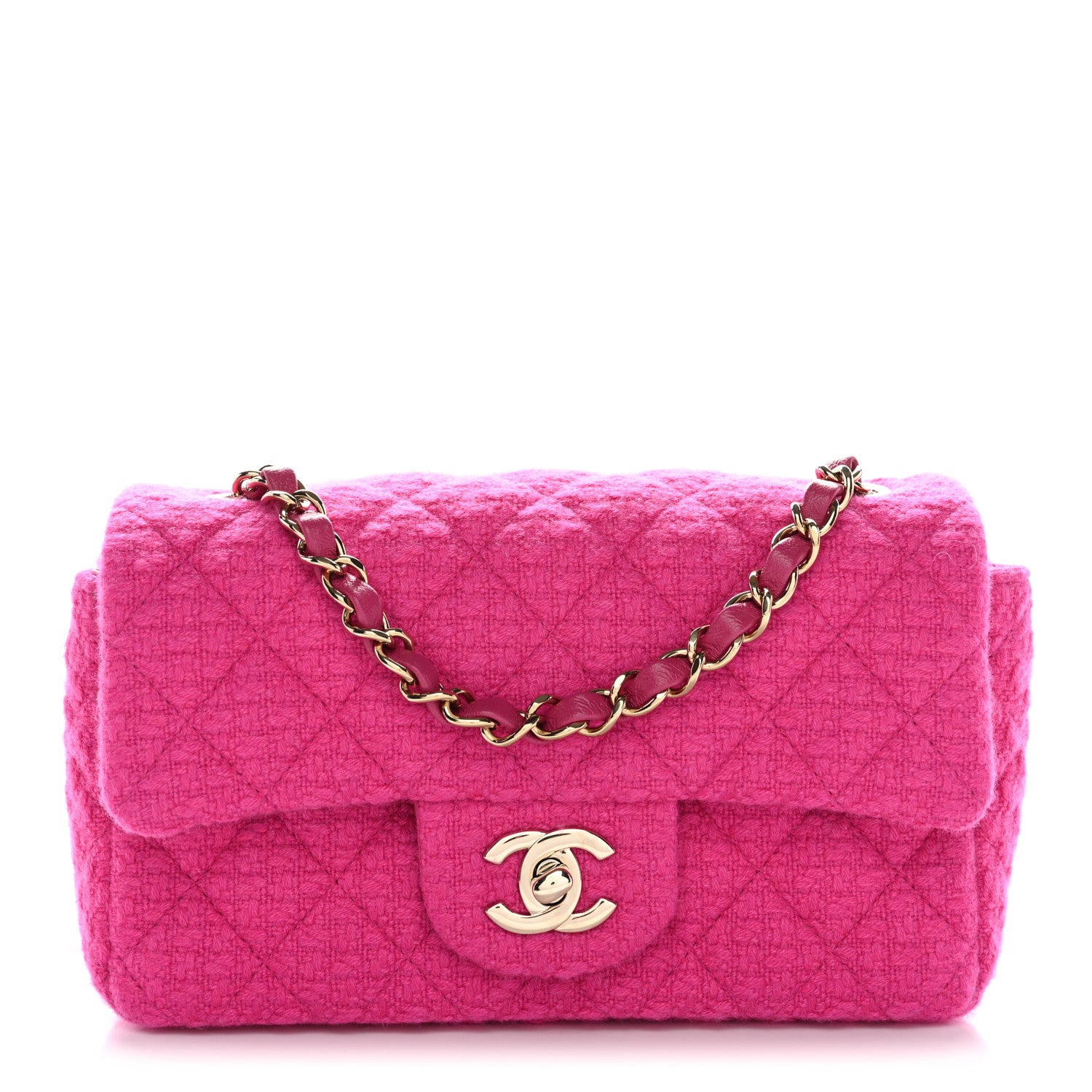 Chanel Tweed Quilted Mini Rectangular Flap Fuchsia 1 of 11