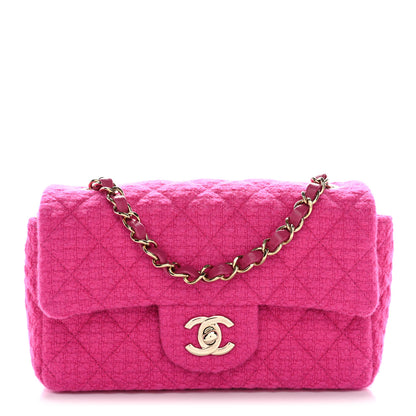 Chanel Tweed Quilted Mini Rectangular Flap Fuchsia 1 of 11