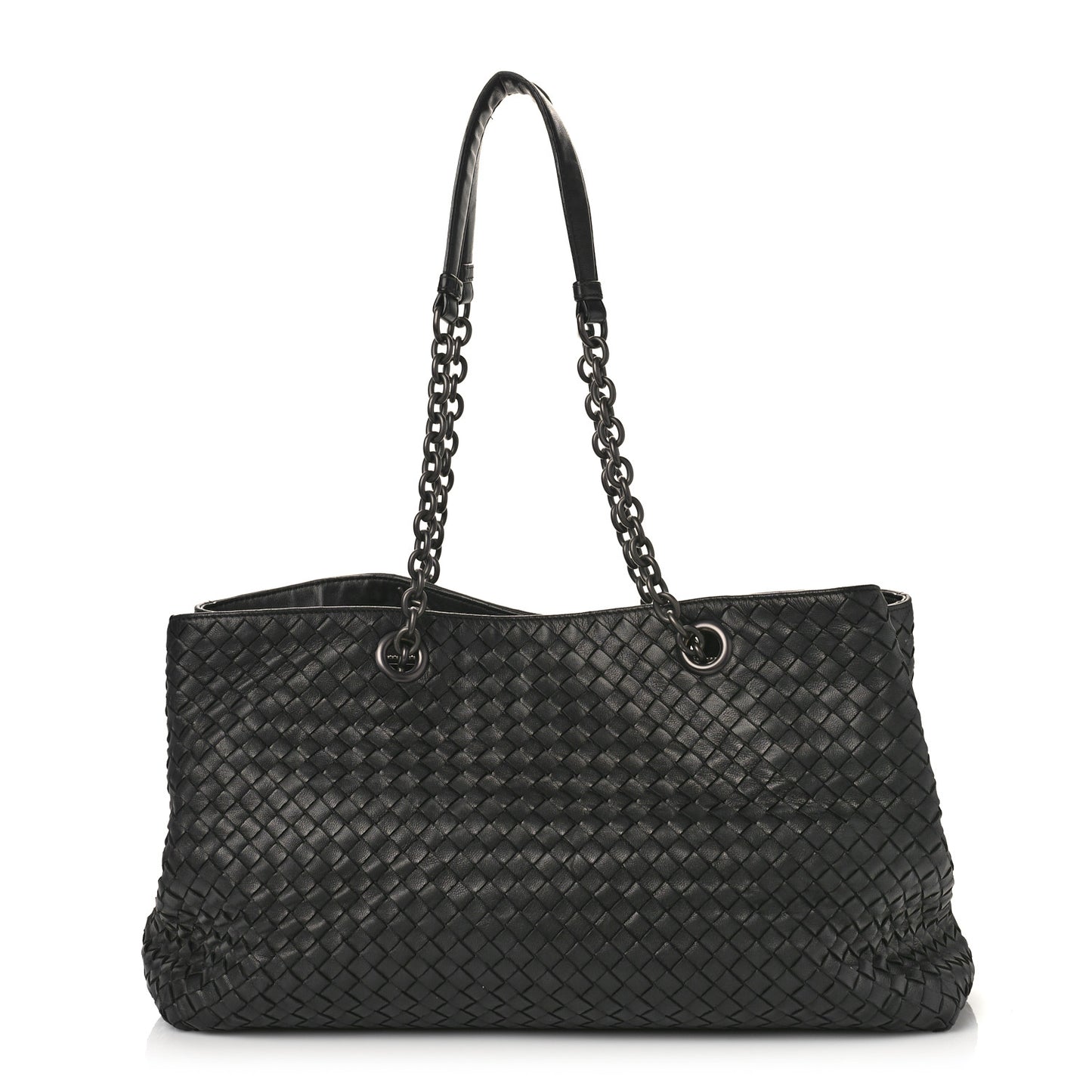 Nappa Intrecciato Large Classic Chain Strap Tote Black