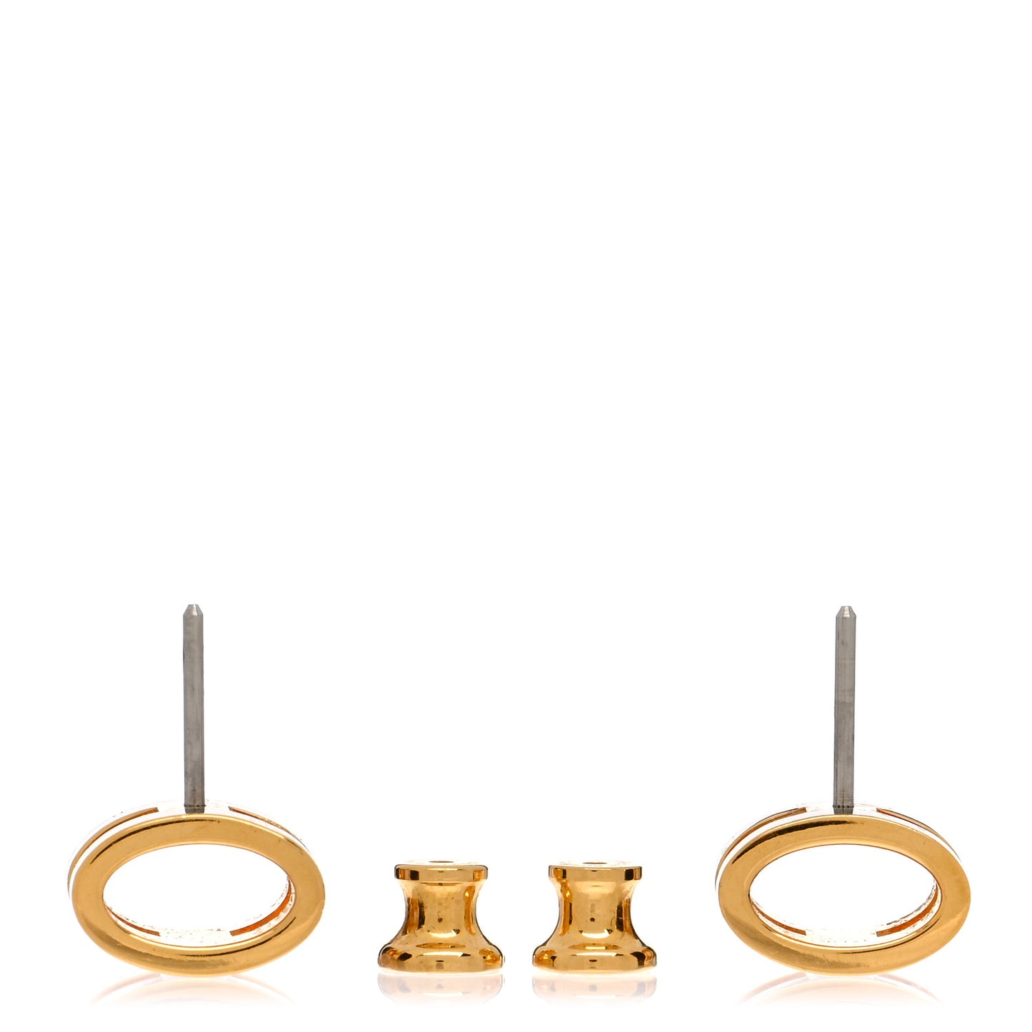 Gold Lacquered Mini Pop H Earrings Black