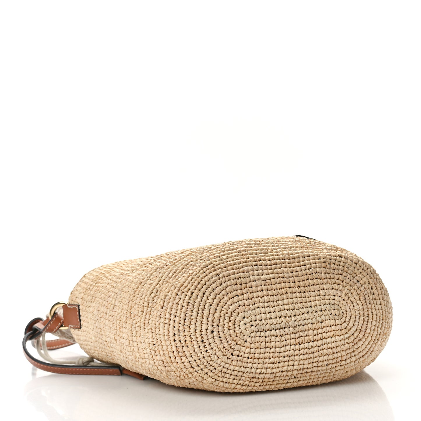 Calfskin Raffia Bucket Bag Natural Tan