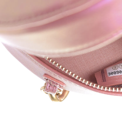 Chanel Iridescent Calfskin Quilted 19 Round Clutch With Chain Pink 9 of 10