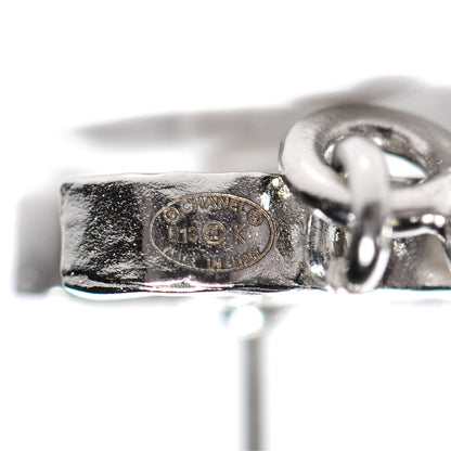 Chanel Enamel CC Camellia Drop Earrings Silver 5 of 5