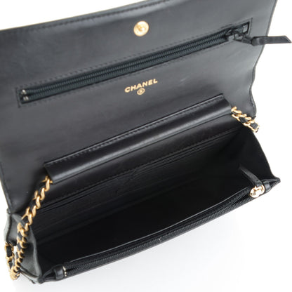 Chanel Lambskin Quilted Boy Wallet On Chain WOC Black 5 of 8