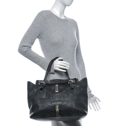 Fendi Calfskin Romano Selleria Large Villa Borghese Tote Black 2 of 10