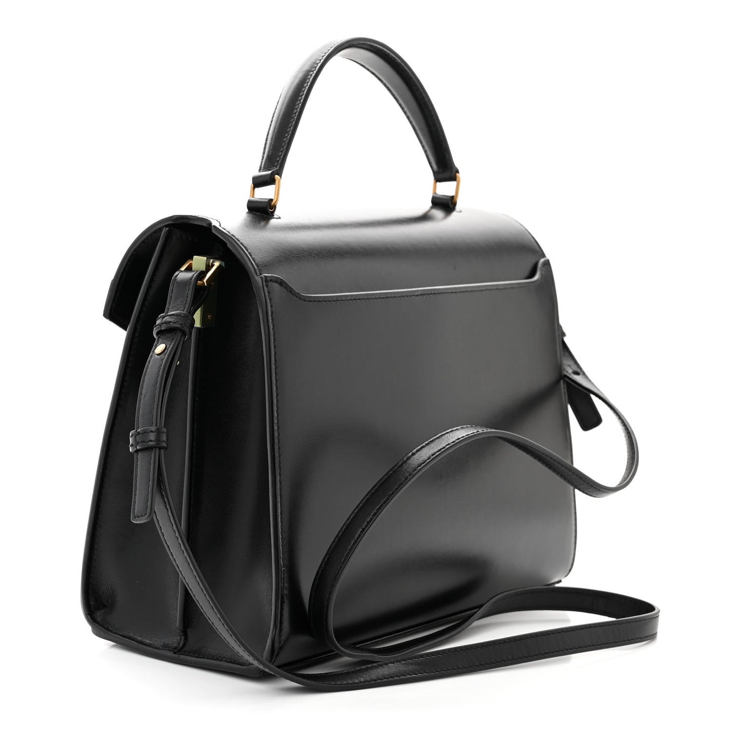 Smooth Calfskin Medium Classic Monogram Cassandra Top Handle Black Rouge Legion