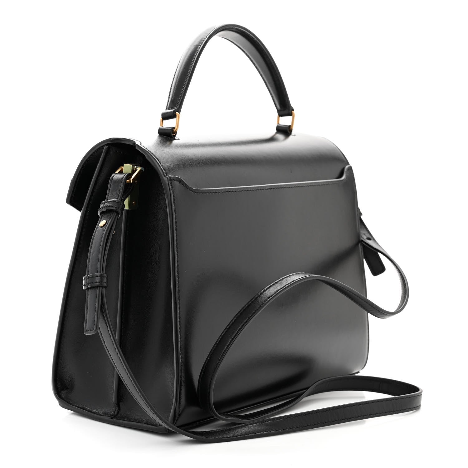 Saint Laurent Smooth Calfskin Medium Classic Monogram Cassandra Top Handle Black Rouge Legion 3 of 9
