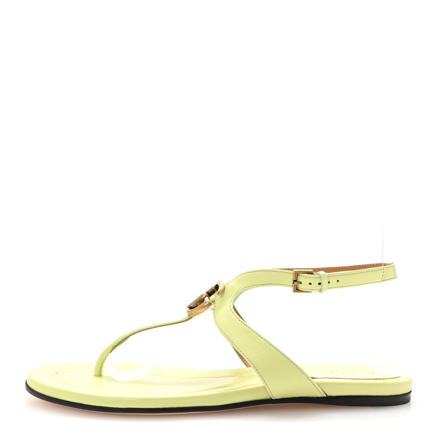 Calfskin Double G Thong Flat Sandals 38 Pistachio Green