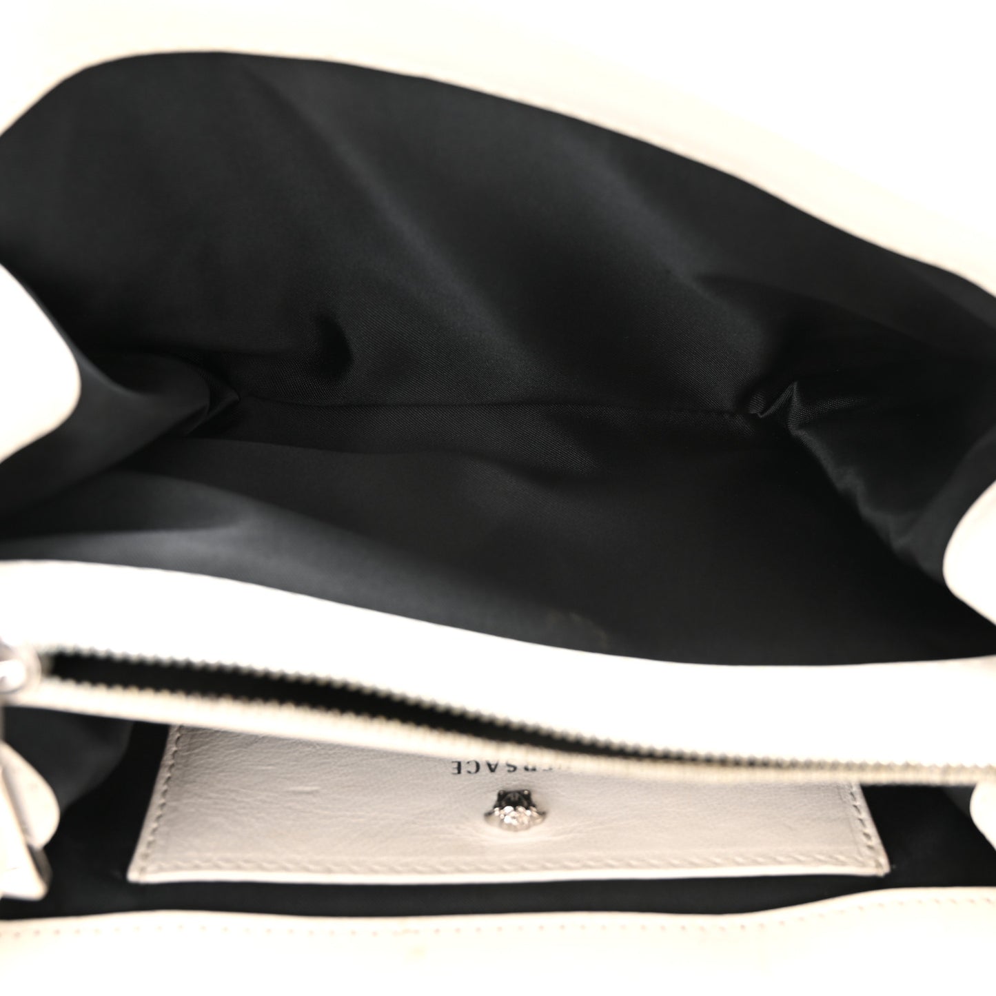 Croc Stamped Patent Palazzo Sultan Shoulder Bag White