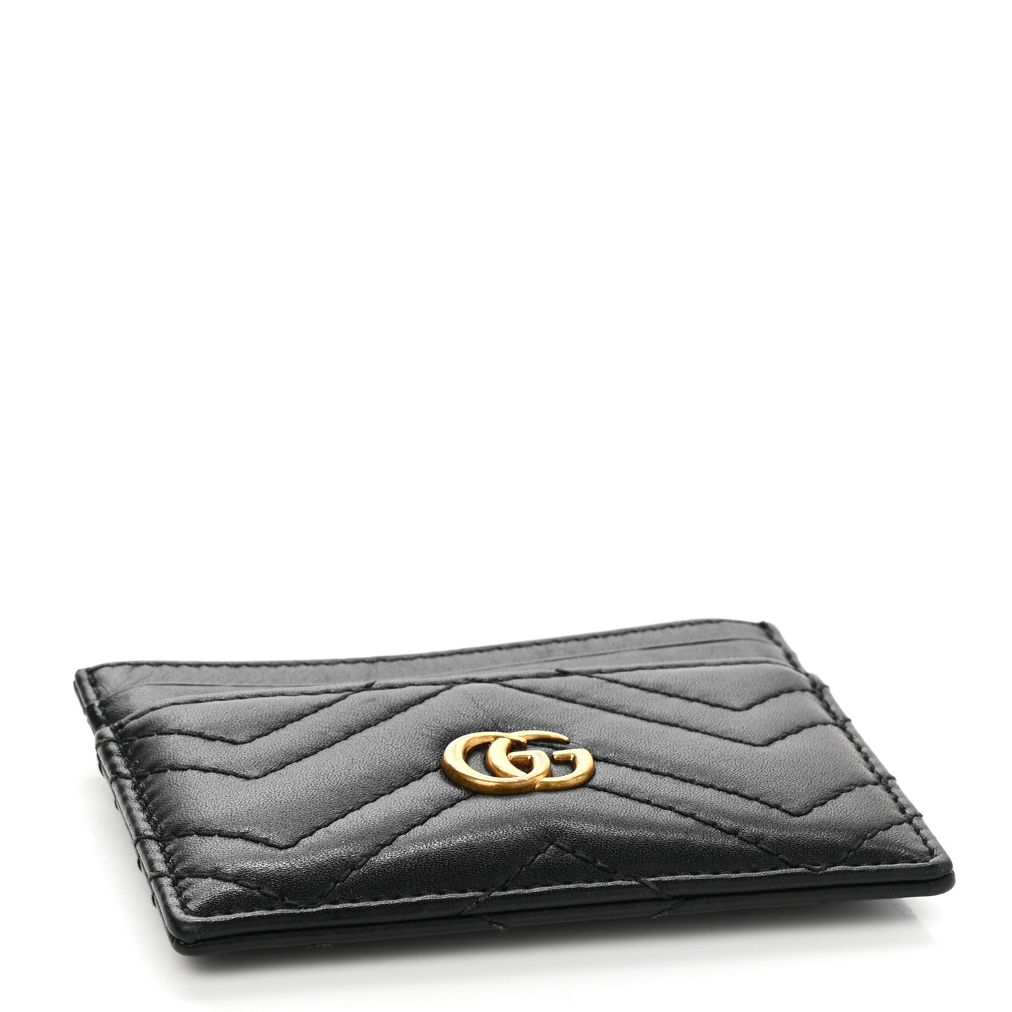 Calfskin Matelasse GG Marmont Card Holder Black