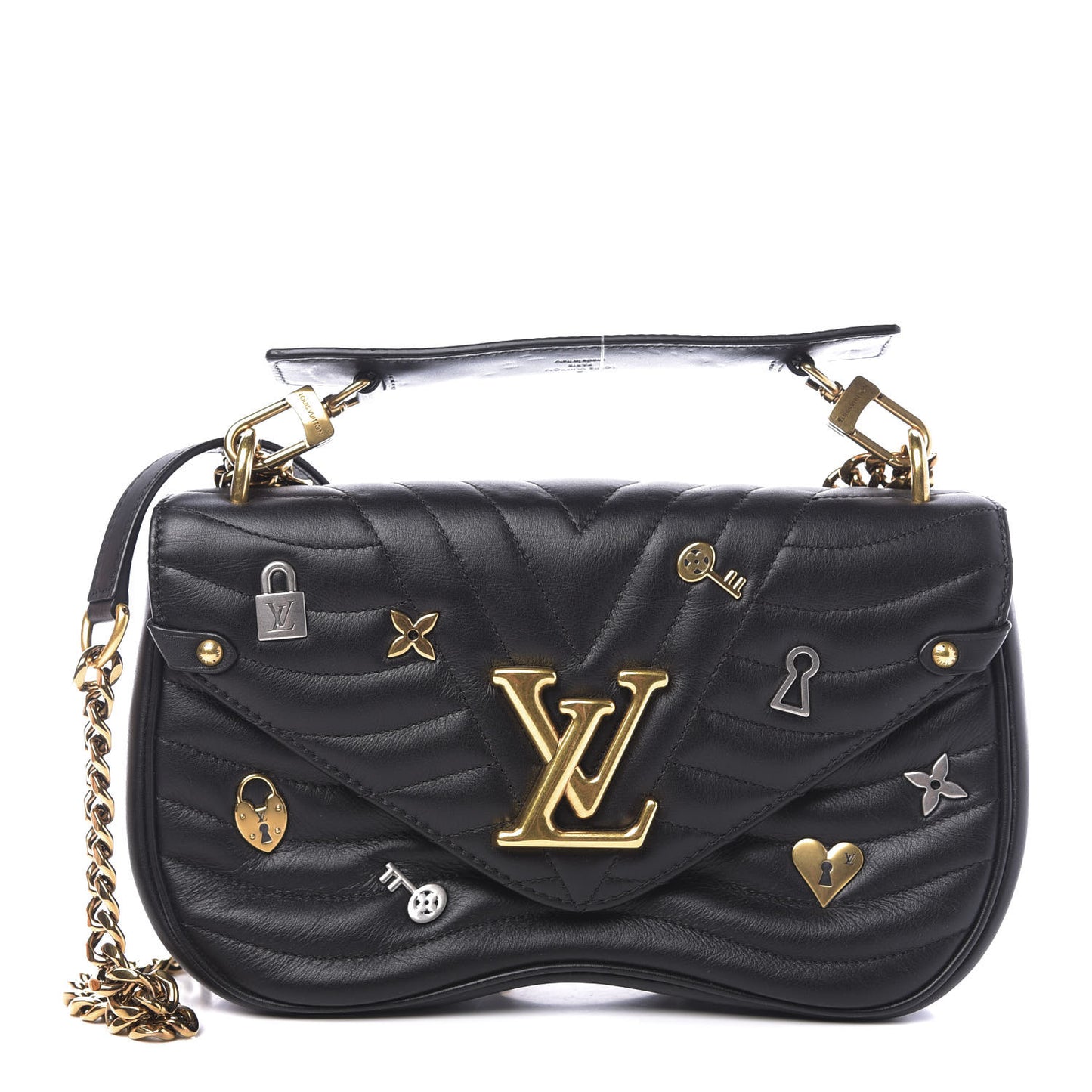 Calfskin Love Lock New Wave Chain MM Black