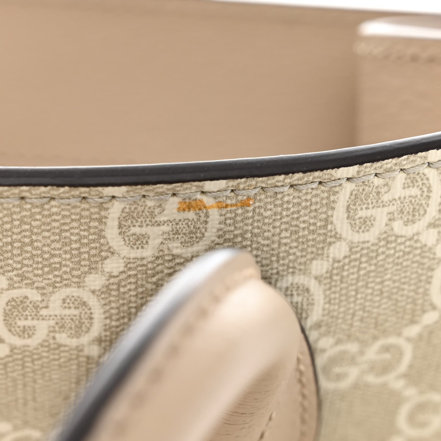 Gucci GG Supreme Monogram Textured Dollar Calfskin Small Retro Interlocking G Tote Bag Beige Mystic White Oatmeal 11 of 12