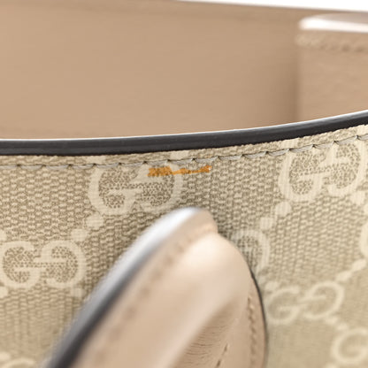 Gucci GG Supreme Monogram Textured Dollar Calfskin Small Retro Interlocking G Tote Bag Beige Mystic White Oatmeal 11 of 12