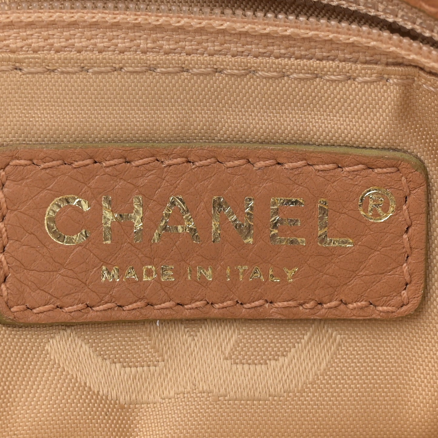 Calfskin Whipstitch CC Tote Beige