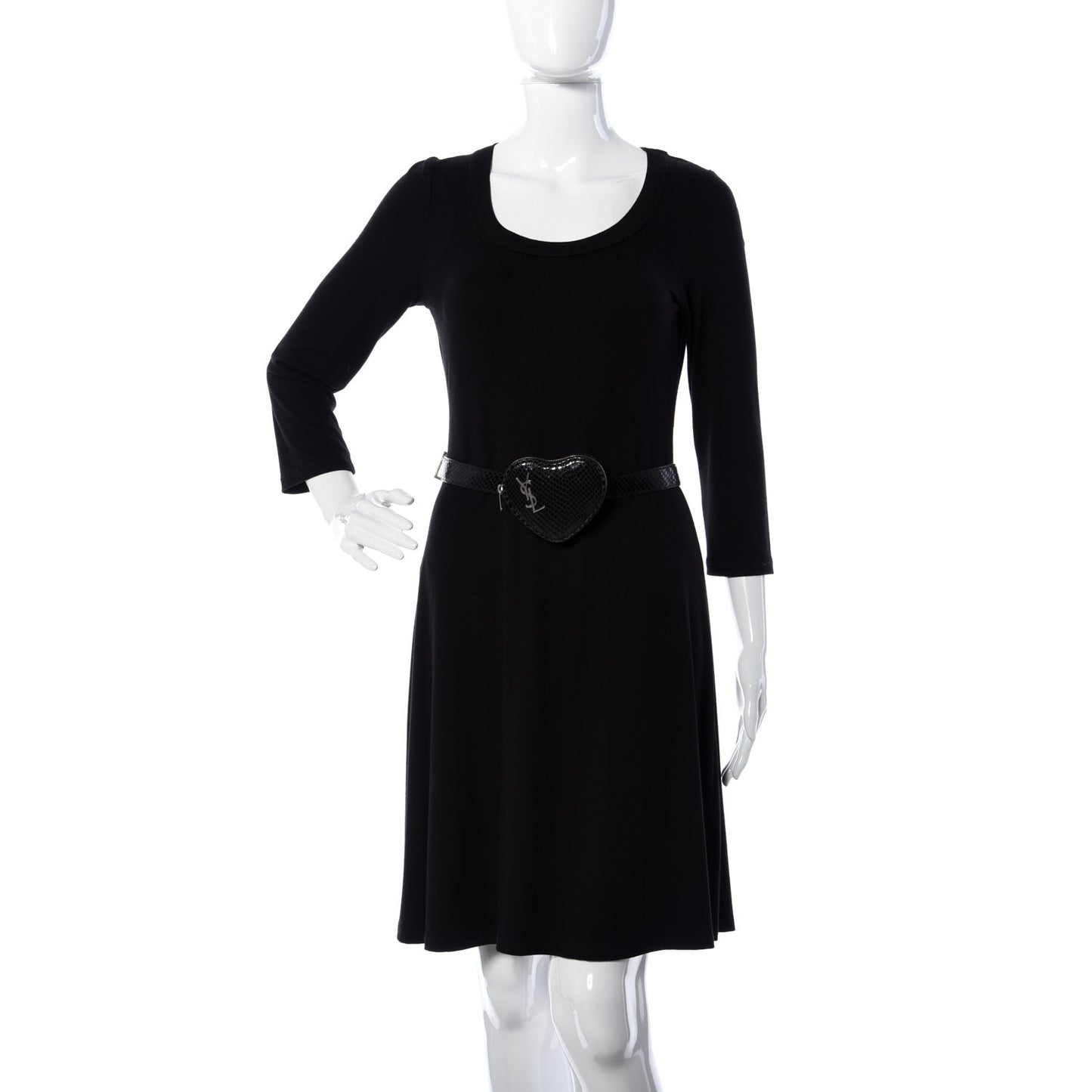 Calfskin Snakeskin Embossed Love Heart Belt Bag Black